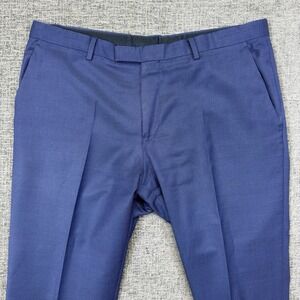 BOSS Hugo Boss Pants Mens 44R‎ (36x32) Blue Pleated The James5/Sharp7 Wool Blend